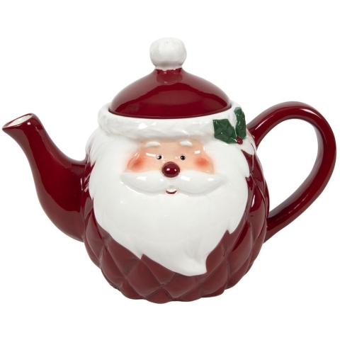 Theepot kerstman ruit Ø13x16cm