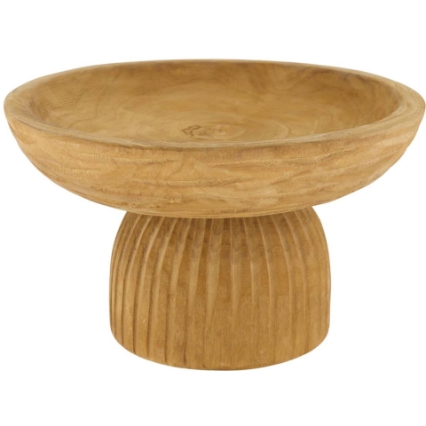 Schaal hout op voet Ø28x16cm