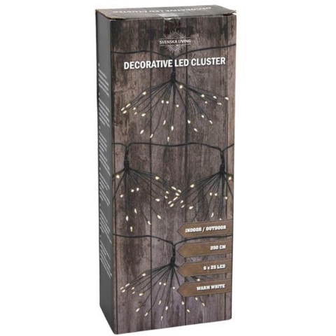 Deco cluster verlichting 6x25LED 2,5m