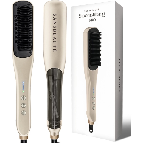 Sansbeauté® Stoomstijltang PRO - Stoom Stijltang - Professionele Stijltang 5.0 – Stoomstijltangs - Cremé