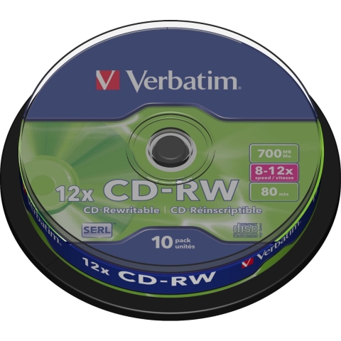 Verbatim 43480 CD-RW disc 700 MB 10 stuk(s) Spindel Herschrijfbaar