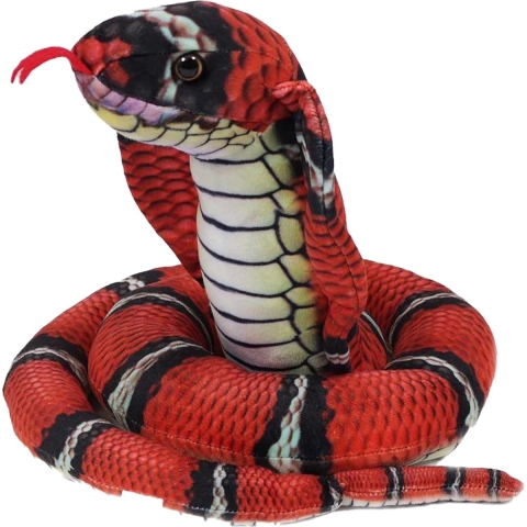 Knuffeldier Cobra slang - zachte pluche stof - rood - premium kwaliteit knuffels - 120 cm -