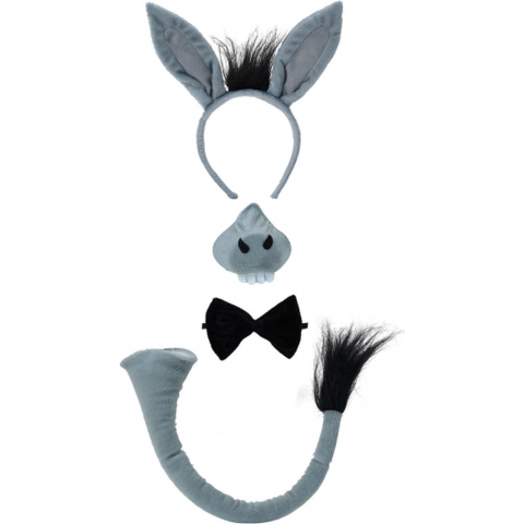 Verkleed accessoire set ezel - met geluid - dieren thema verkleedset - 4-delig -