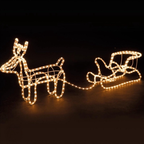Infinity Goods Rendier Met Slee - Kerstverlichting - Buiten Binnen- LED Figuur - Kerstversiering - 3D Lichtslang - Kerst - Warm Wit