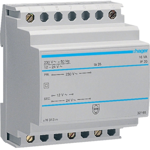 Hager ST313 Veiligheidstransformator 12 V, 24 V 1.33 A