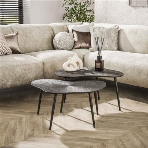 Hoyz salontafel brown ray metal leaf brons donker set van