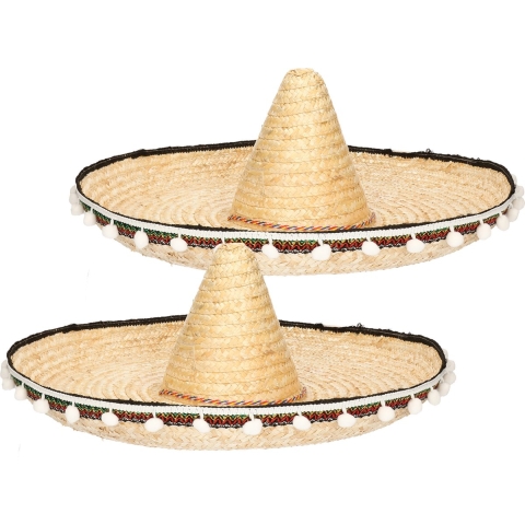 4x stuks stro verkleed sombrero 60 cm voor volwassenen -