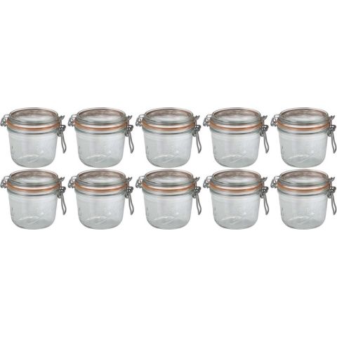 Voorraad/weckpot - 10x - transparant - glas - 10,5 x 10 cm - 500 ml - Le Parfait -