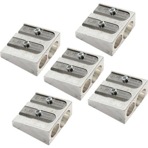 Dubbele puntenslijper - 5x - potloden - zilver - metaal -