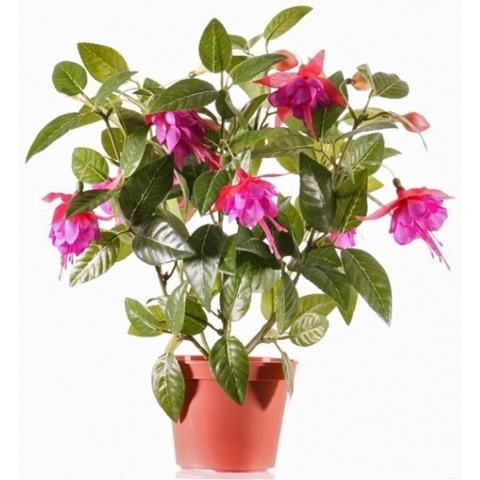 Bellatio flowers & plants kunstplant met bloemen - fuchsia roze - 30 cm - binnen -