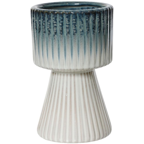 Bloempot keramiek Ø12x19.5cm blauw/wit