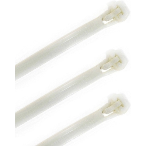 Benson kabelbinders tie-wraps - loskoppelbaar - 150x stuks - wit - 7.6 x 300 mm -