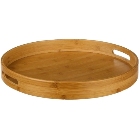 Secret de Gourmet Dienblad - serveerblad - bamboe - bruin - met handvaten - D40 cm -