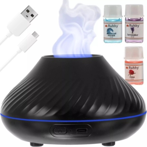 Ruhhy Diffuser - 130 ml - zwart - 7 kleuren - oplaadbaar - luchtbevochtiger - geurverspreider -
