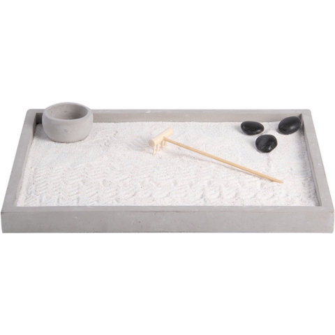 Japanse zen tuin voor thuis/kantoor - grijs - 30 x 22 cm - minituin -