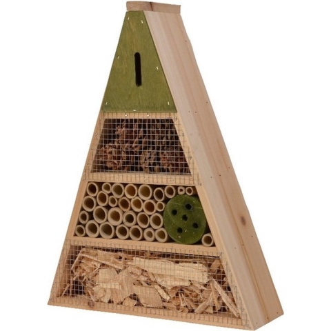 Lichtgroen insectenhotel huisje 19 cm driehoek -