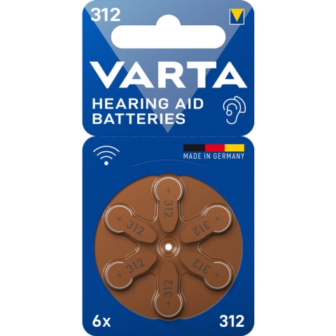 10x Varta Gehoorbatterij Gehoorapparaat 312 Blister 6 stuks