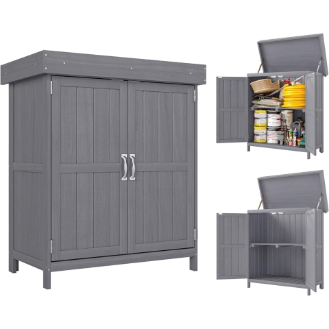 4goodz Tuinkast dubbele deuren en deksel 43x74x88 cm -