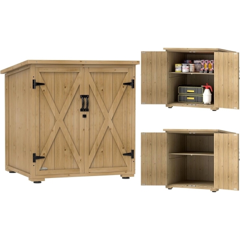 4goodz Tuinkast dubbele deuren en deksel 77,5x88x90 cm -