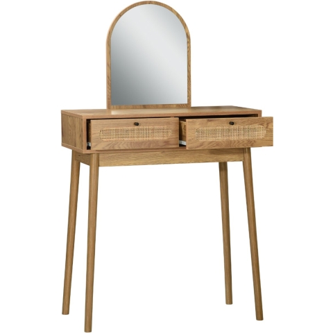 CaliCosy Kapper met spiegel en 2 lades met rotan fronten l80 cm alia