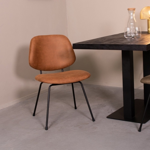 Label51 Eetkamerstoel bello cognac 62x82x58 cm set van 2