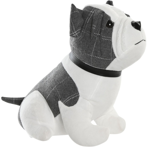 Deurstopper Hond - 1 kilo - wit/grijs - polyester - 29 x 18 x 26 cm -