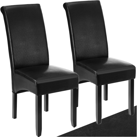 tectake® - 2x Eetkamerstoel Eetkamerstoelen Set - ergonomisch- zwart - 401293