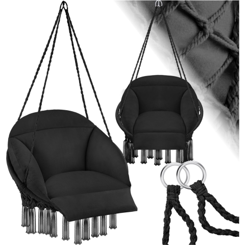 tectake - Comfortabele Hangstoel Samira - zwart - 404877