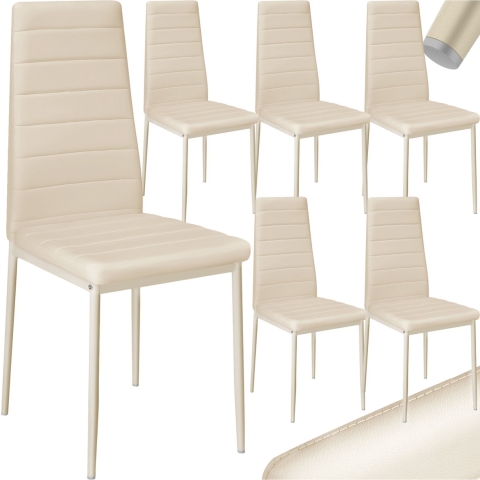 tectake® - 6 stuks eetkamerstoel , beige , eetkamerstoelen 401852