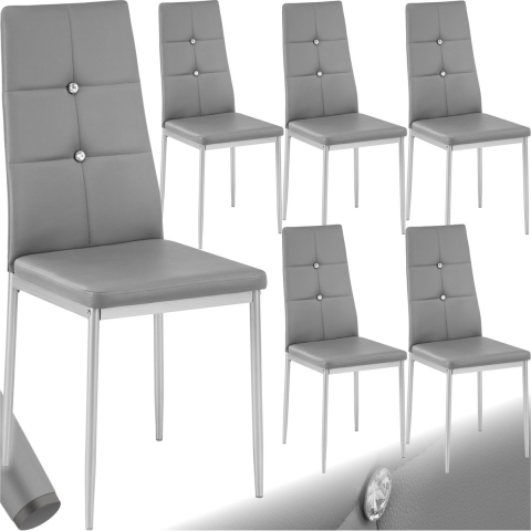 tectake® - Set van 6 eetkamerstoelen Julien - grijs - 402542