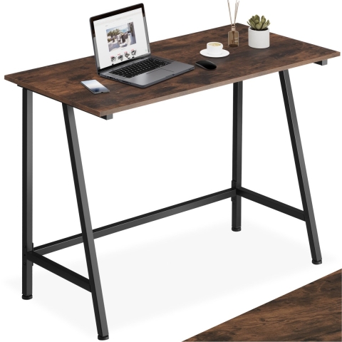 tectake - bureau hoekbureau bureautafel kantoorbureau - industrieel donkerbruin - 100 x 50 x 77 cm