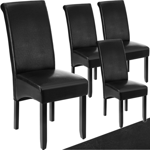 tectake® - 4 eetkamerstoelen met ergonomische zitvorm - zwart - 403494