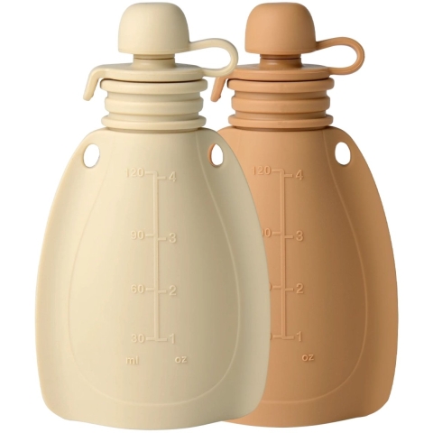 Mininor Smoothiezakjes - 2-pack - Silicone - 120 ml - Beige/Mat  - Mininor - OneSize - Drinkflessen