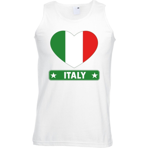 Italie hart vlag singlet shirt/ tanktop wit heren 2XL -