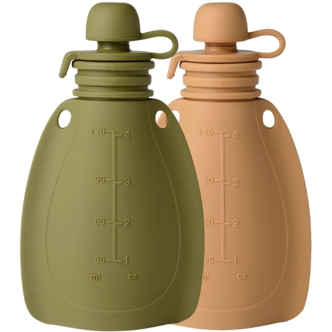 Mininor Smoothiezakjes - 2-pack - Silicone - 120 ml - Groen/Brui - Mininor - OneSize - Drinkflessen