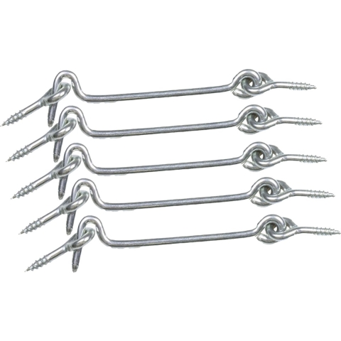 AMIG windhaak / windhaken - 5x - staal - zilver - L12 cm - D4 mm - met schroefoog -