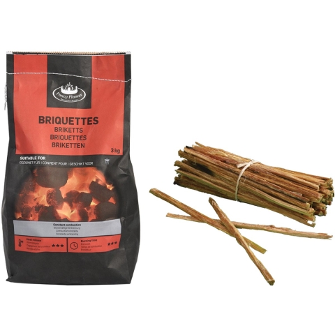 Fancy Flames BBQ aanmaakset - briketten - 3 kilo - met vuurstokjes - 18x - aanmaakhout met hars -