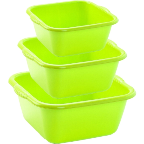 Voordeelset multi-functionele kunststof teiltjes groen in 3 formaten -