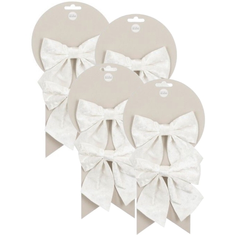 Kerst ornamenten strikken - 12x st - wit - 12 x 13 cm - kerstboomstrikjes -