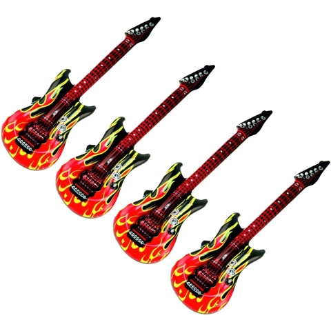 Kr?ger Opblaasbaar gitaar - 4x - met vlammen - 100 cm - speelgoed gitaar -