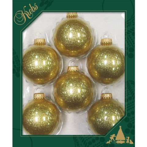 Kerstballen - 16x st - goud sparkle - 7 cm - glas - kerstversiering -