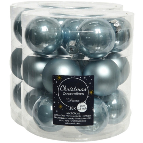 Kleine kerstballen - 54x st - lichtblauw - D4 cm - glas - kerstversiering -