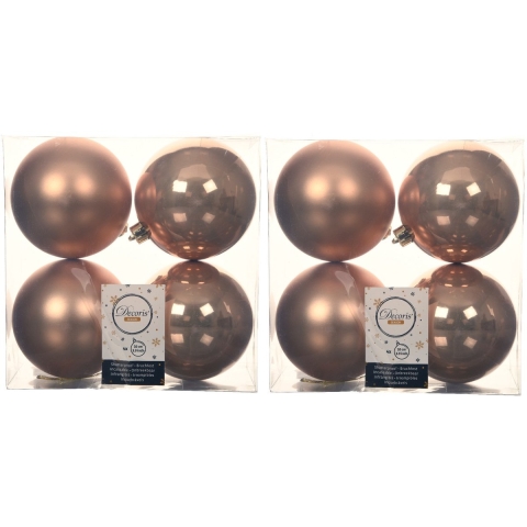 Decoris Kerstballen - 12x st - toffee bruin - D10 cm - kunststof - kerstversiering -