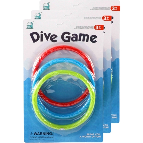 Gekleurde duikringen - 9x stuks - rood/blauw/groen - kunststof -