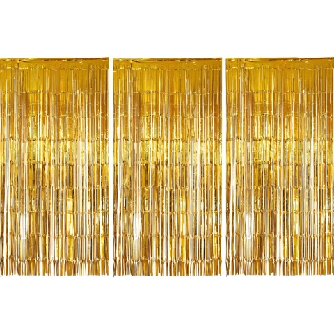 Gouden deurgordijnen 200 cm 3 stuks -
