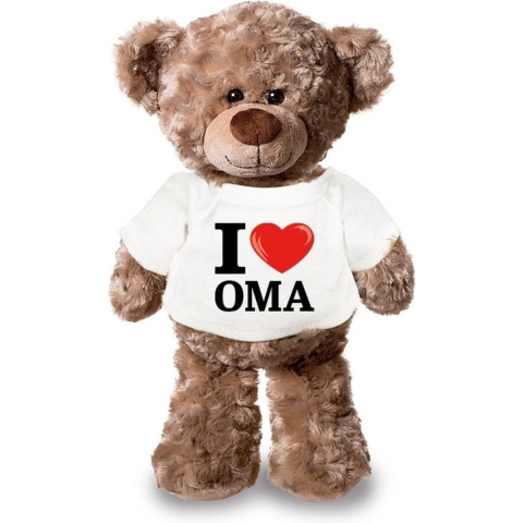 Knuffel teddybeer - i love oma - 43 cm - pluche - met shirt -