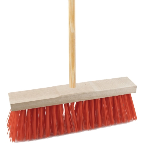Bezem buiten - 32 cm - rood - steel 150 cm - harde bezem - straatbezem -