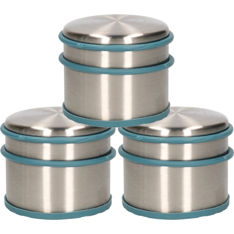 Alpina Deurstopper van 1.1 kilo - 3x stuks - staal - met blauw kunststof rand - 9 x 7 cm -