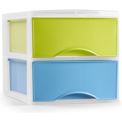 Ladeblokje/bureau organizer met 2x lades - multi - L26 x B36 x H25 cm - plastic -