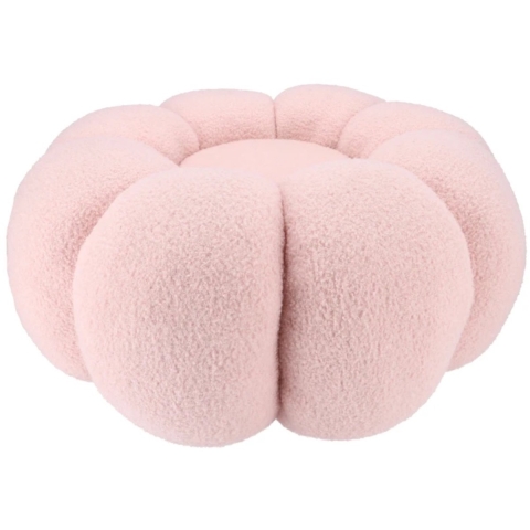DK Design Bloemen Poef - teddy - roze - 65 x 30 cm - rond - woondecoratie -